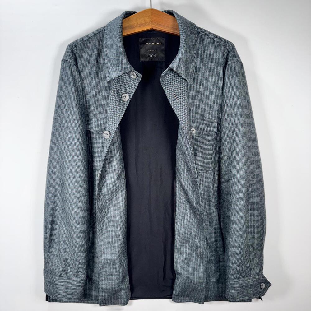 J. Hilburn Olive & Teal Houndstooth Shirt Jacket - XL